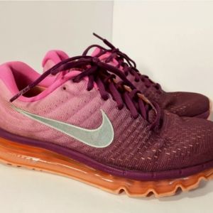 NIKE AIR MAX 2017 849560-502 Women's Size 7 Pink Purple Orange CLEAN / GUC